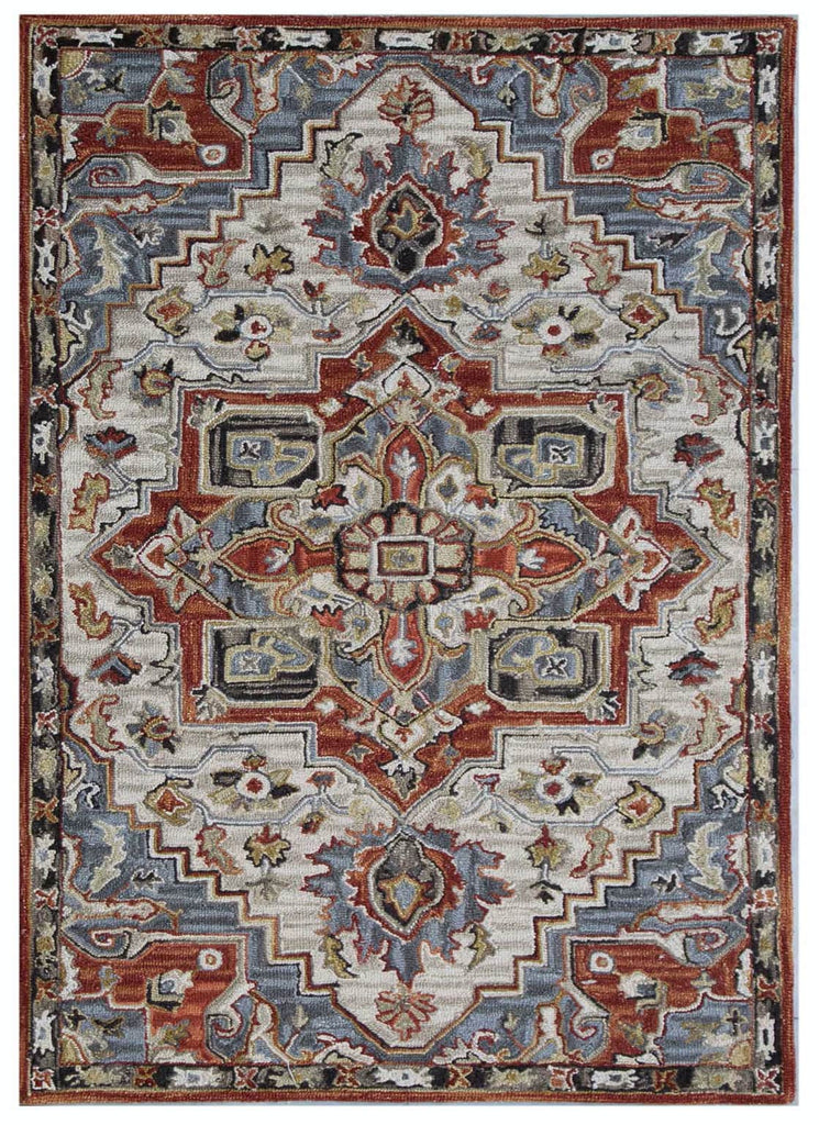 Ornate Silver Wool Rug