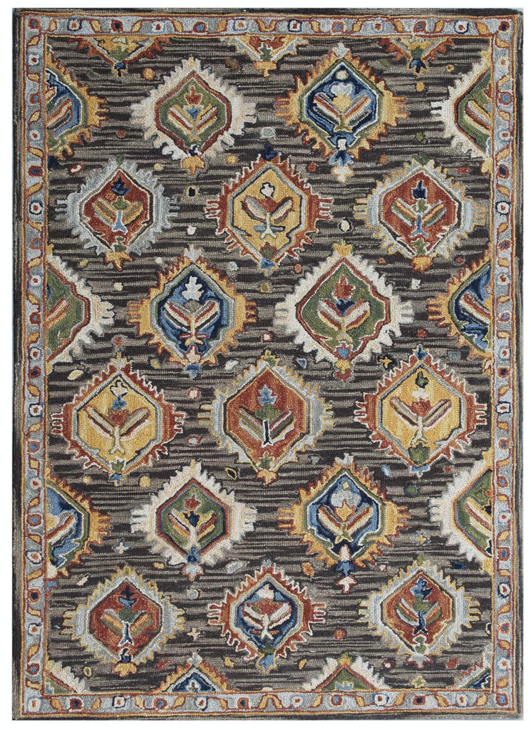 Ornate Brown Wool Rug