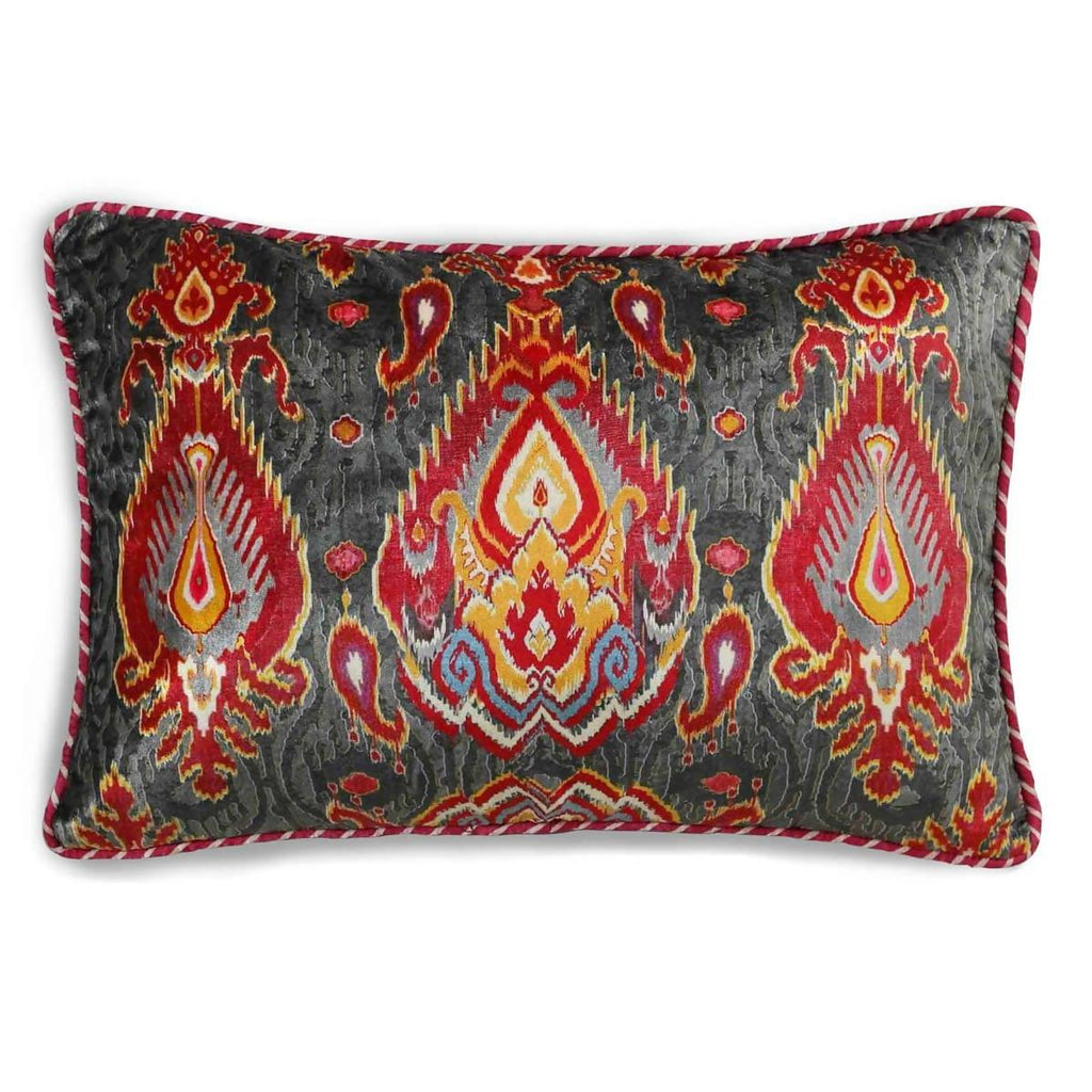 Fergana Ikat Cushion Cover Slim- Grey