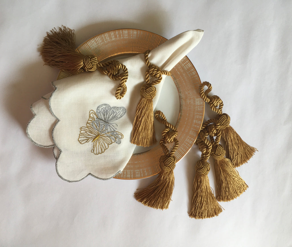 Tassle Napkin Rings - Golden (Set Of 6)