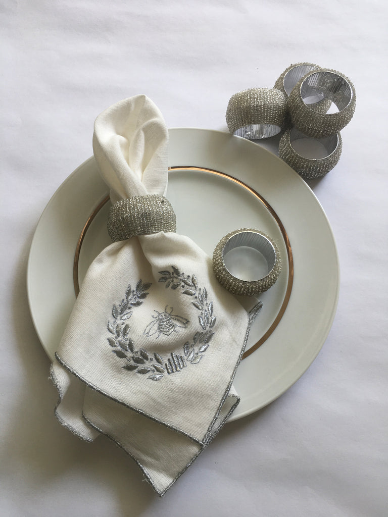 Beads Napkin Rings - Silver (Set Of 6)