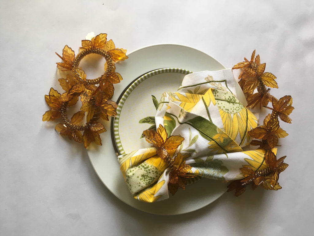 Leaves Napkin Rings - Amber (Set Of 6)