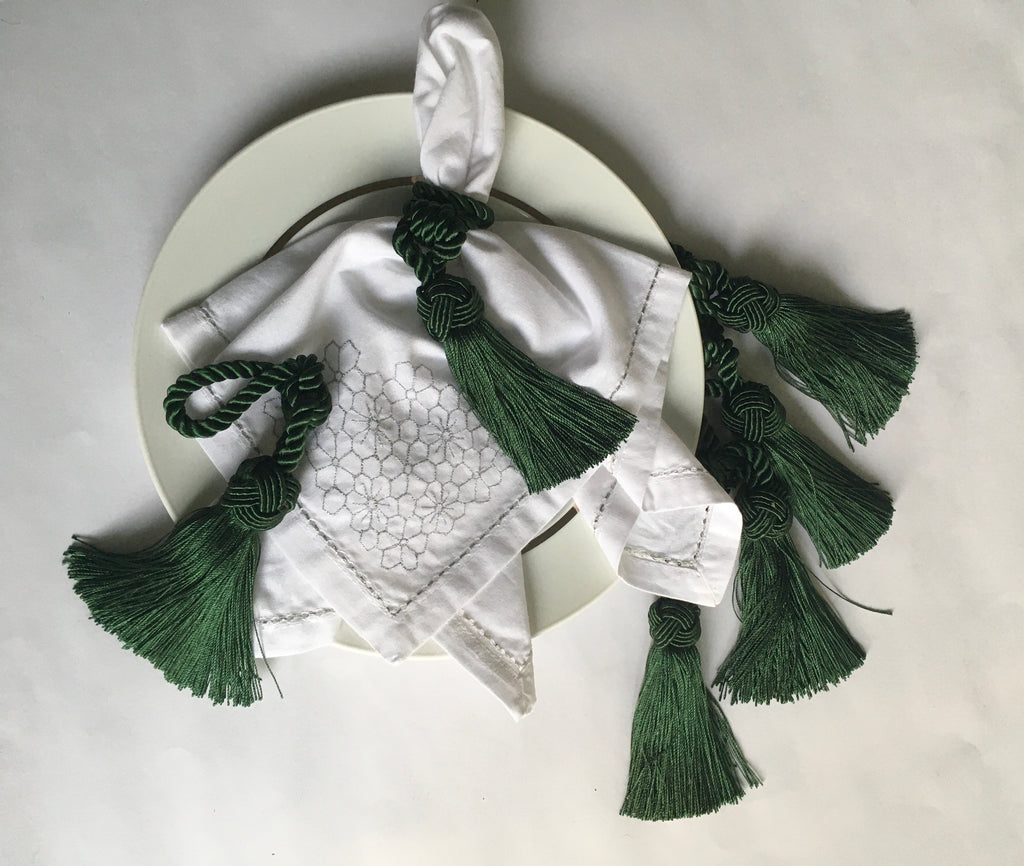 Tassle Napkin Rings - Emerald Green (Set Of 6)