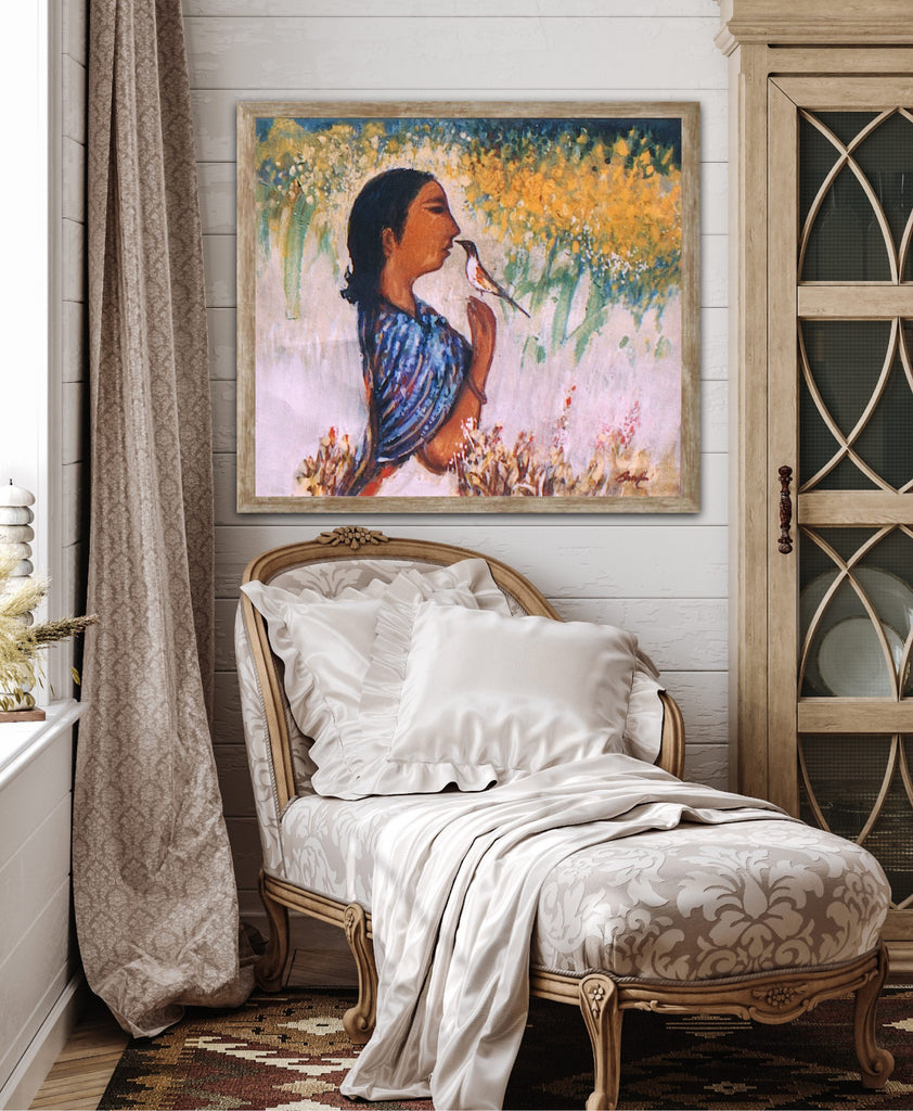 Lady with Bird by Bankim Banerjee