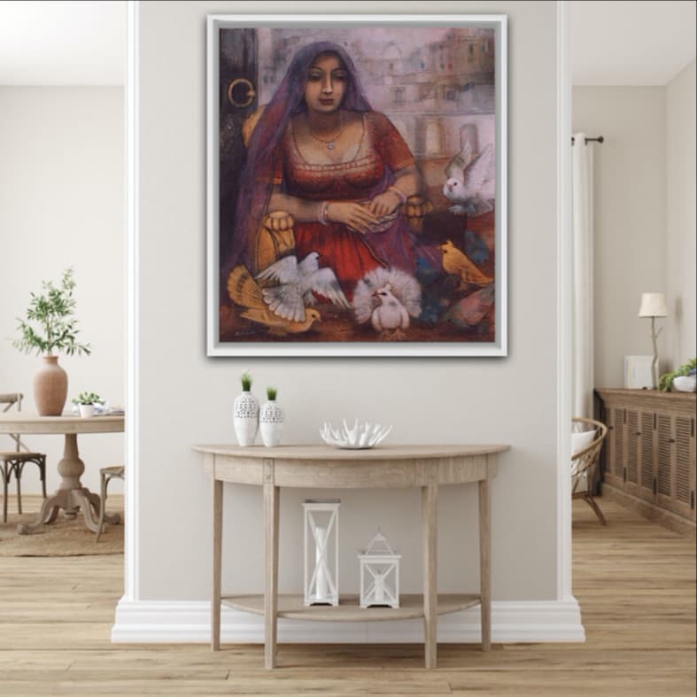 Lady with Pigeon by Partho Dutta