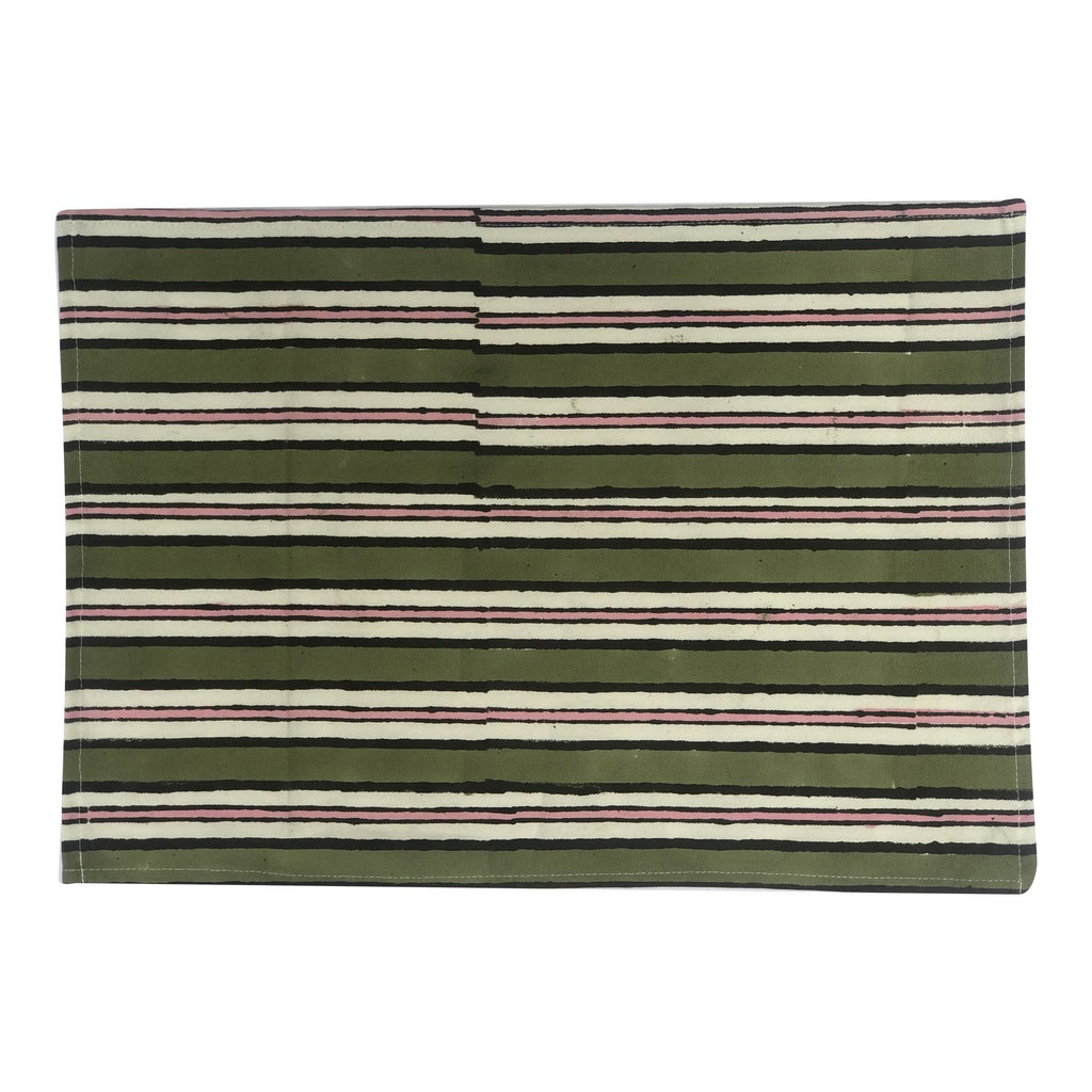 Olive & Pink Stripe Placemat (Set of 6)