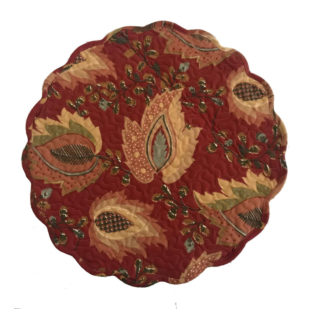 Red Jacobean Round Placemat