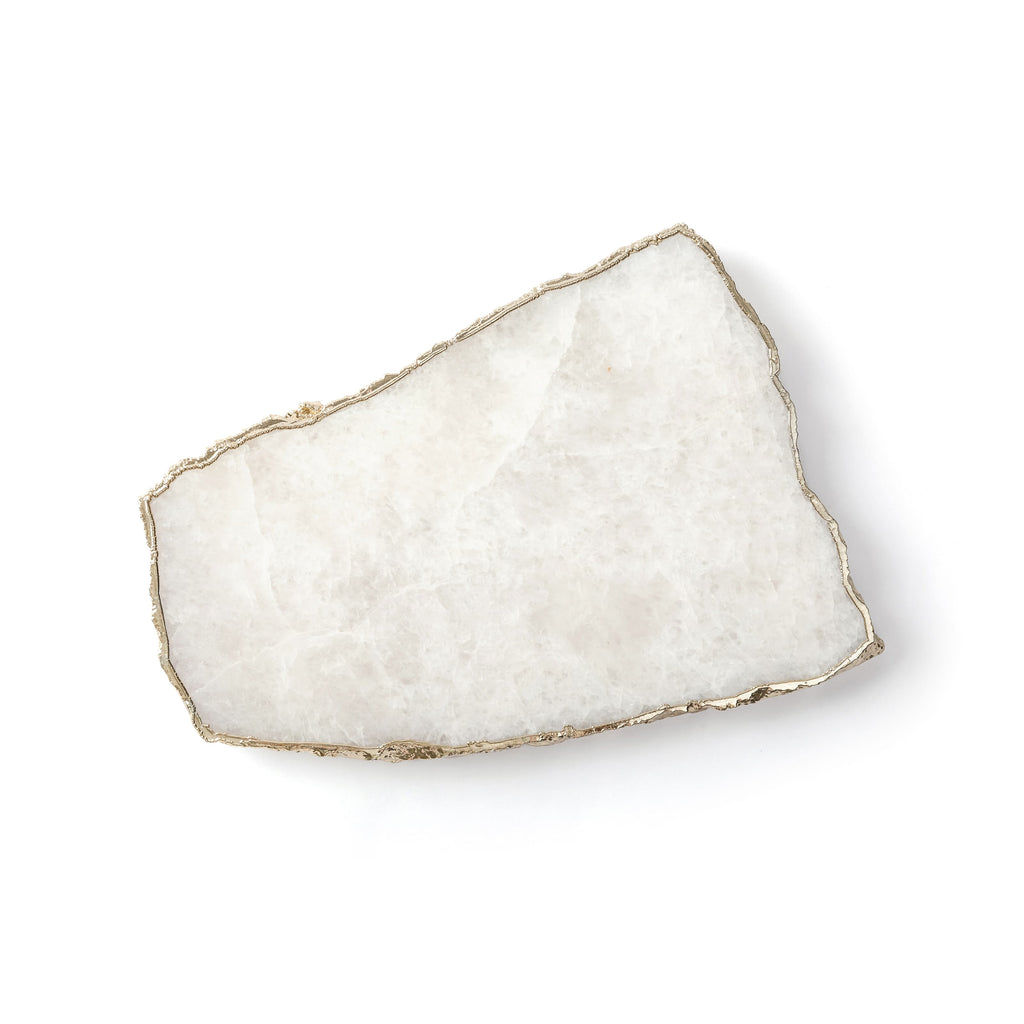 Cheese Board White Quartz With Gold Trim