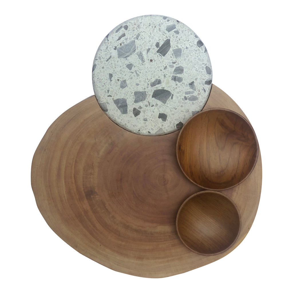 Wood & Large Terrazzo Cheese Board with Bowls