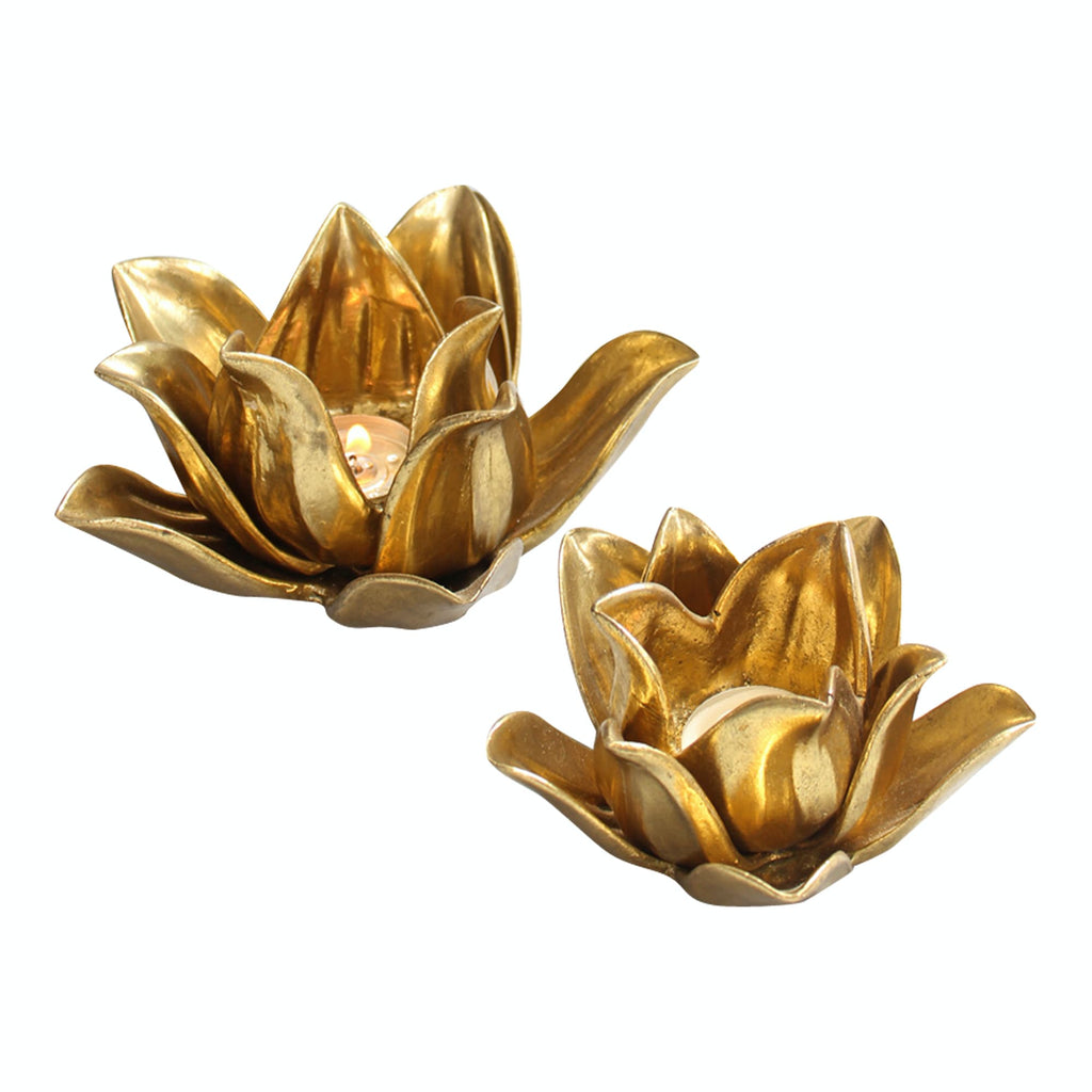 Gold Lotus Votives (Set Of 2)