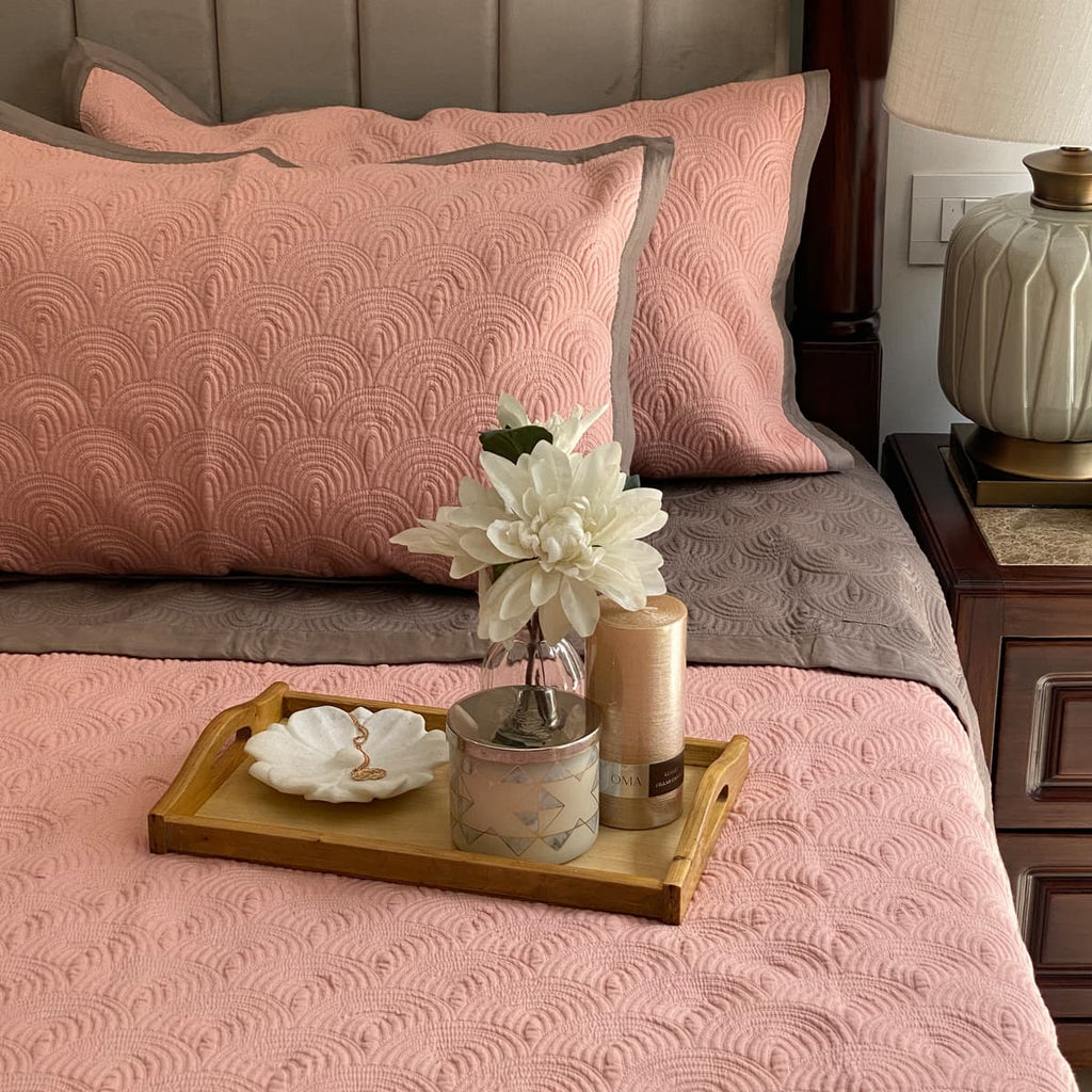 Coral & Taupe Beetle Bedspread