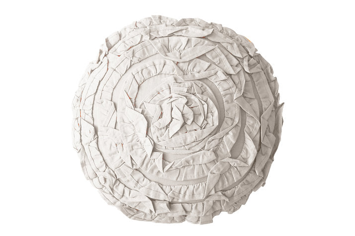 Ruffle Round Cushion Cover - White