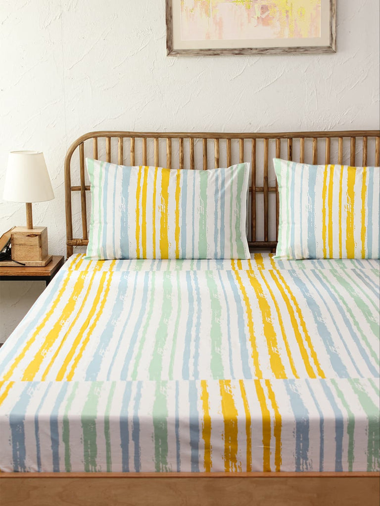 Arnas 100% Cotton  Double Bedsheet - Yellow