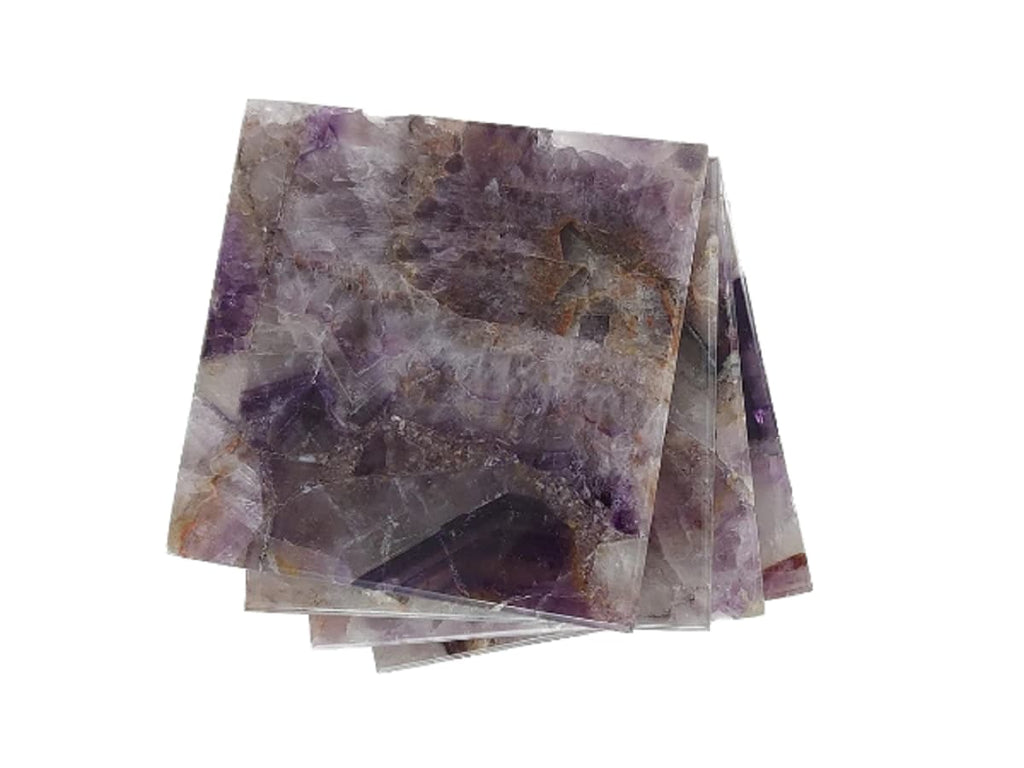 Amethyst Coaster Set Polished Edges. 4 Pcs Mi Casa Collective