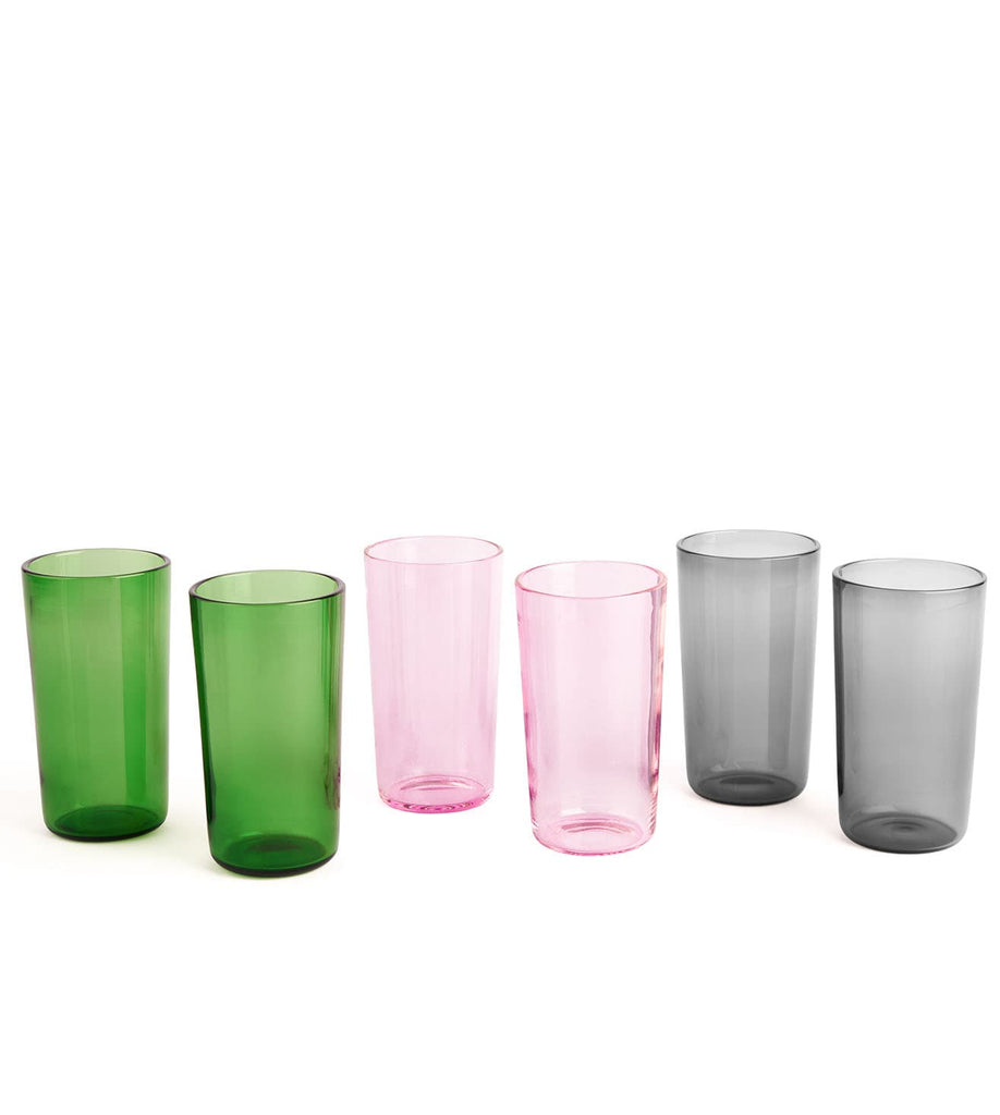 Juliette Glasses - Green Grey Pink (Set of 6)