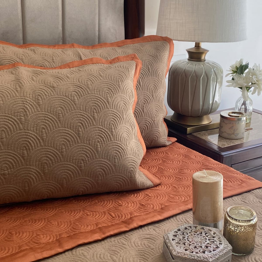 Rust & Hazel Beige Beetle Bedspread