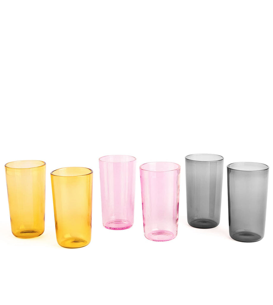 Juliette Glasses - Pink Yellow Grey (Set of 6)