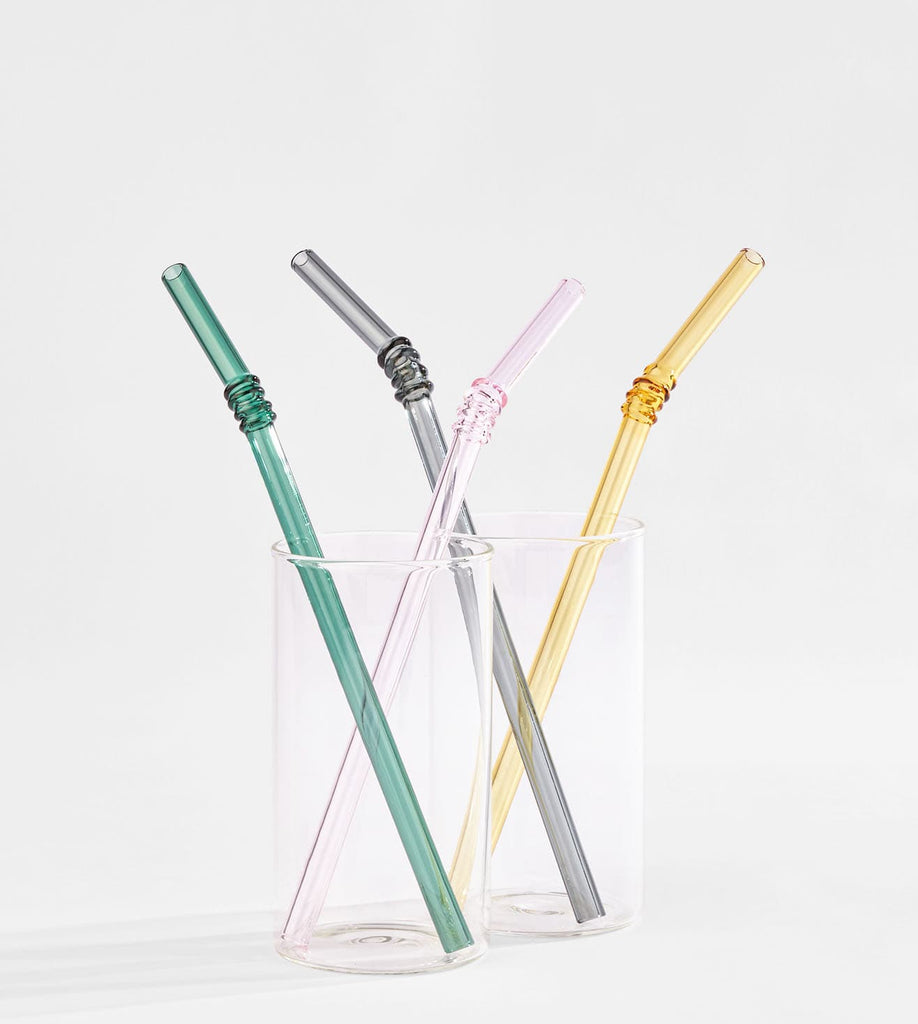 Glass Straws Colored (Grey, Pink, Yellow, Teal)