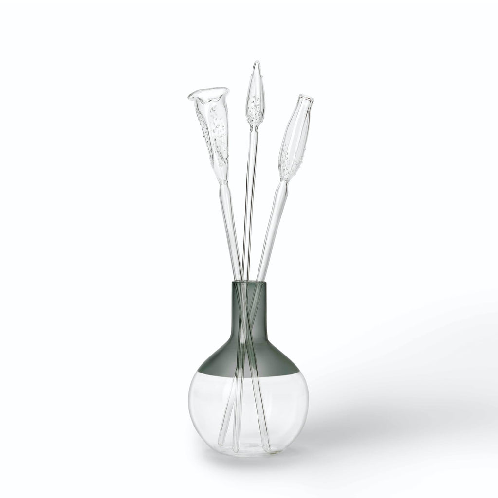 Glass Flower Stems- Blue Bells- Set of 3