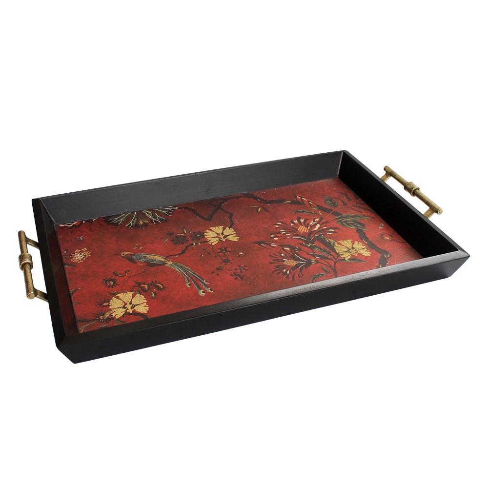 Big Maroon Gulbagh Collection Serving Tray