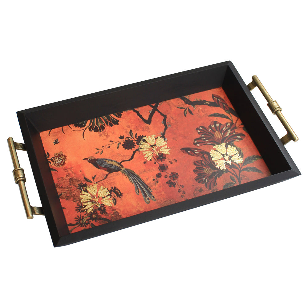 Small Orange Gulbagh Collection Serving Tray