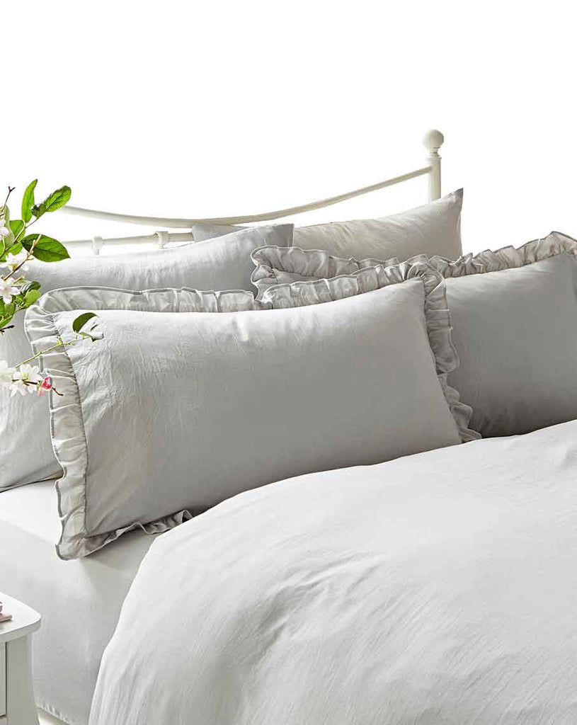 Grey Ruffle Duvet Cover