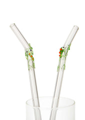 FROG On Green GLASS STRAW - Reusable Straws, Glass Straws