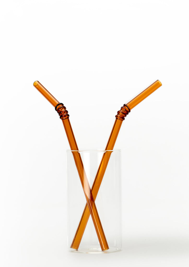 Glass Straws Colored - Amber