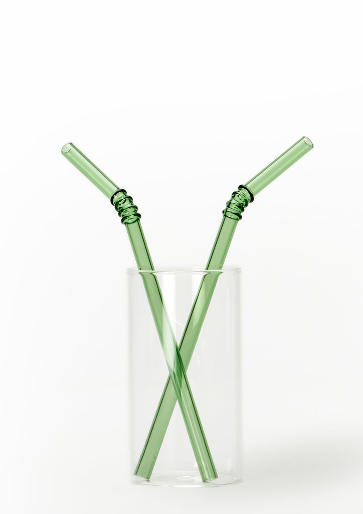 Glass Straws Colored - Green